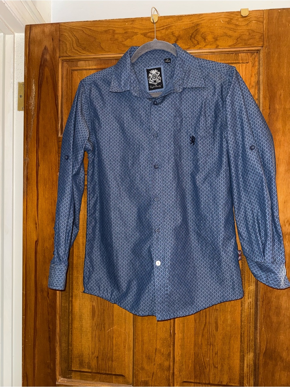 EUC English Laundry Boys’ Size 14 Blue Patterned Button Down Shirt Worn Once